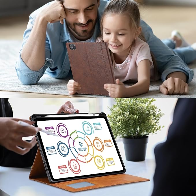 Flip Case for Apple iPad 10.2 9th 8th 7th Generation 2021/2020/2019 Pencil Holder Smart Cover Auto Sleep Wake Protective Documents Pocket Stand Snap Closure Case for iPad 10.2 Inch Black