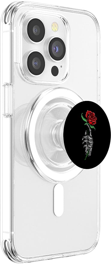 Design of roses in red and hand skeleton PopSockets Standard PopGrip