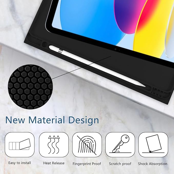 for iPad 9th Generation 10.2 Inch 2021/2020/2019 Case Initial Chenille Letter Suture Personalized for iPad 9th/8th/7th Generation Case with Auto Sleep/Wake Pencil Holder (Black A)