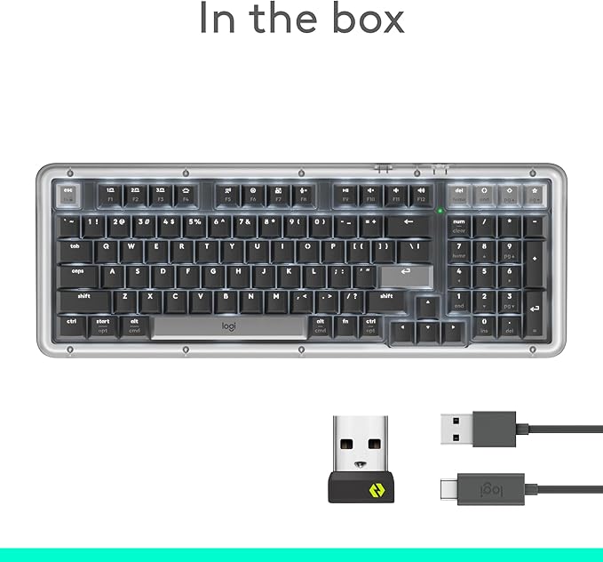 Logitech Alto Keys K98M Wireless Mechanical Keyboard, Customizable Keyboard with Vibration Absorbing Gasket, Backlit Keys, Bluetooth, USB-C Charging, for PC, Mac, Laptops - Graphite