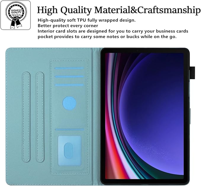 Case for Samsung Galaxy Tab S10 Lite/ S10 FE/ S9 FE 10.9 InchX400/X520/X510 Auto Wake/Sleep Premium PU Leather Folding Stand Cover with Pen Holder &amp Multiple Viewing Angles - Beach