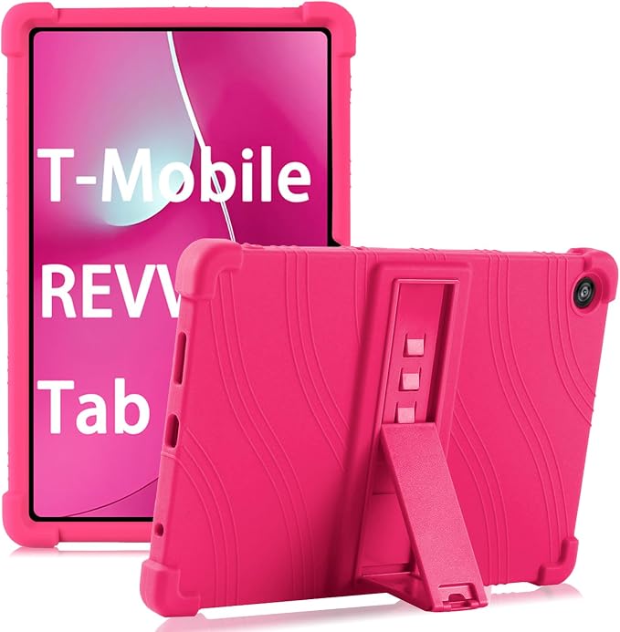 for Revvl Tab 2 Case (2025) Kids Soft Silicone Cover for Tmobile Revvl Tab 2 Tablet Case with Stand (Black)