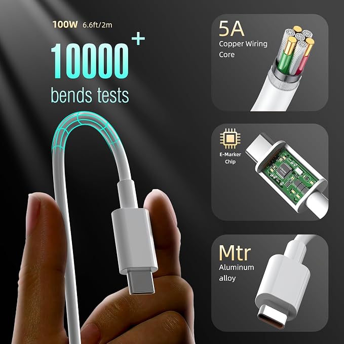 TANSEY 45W USB C Fast Charger with 6.6FT Braided Nylon Cable PD 3.0 Charger Block Compatible with iPhone 16/15 Series iPad AirPods Pro 2 &amp Samsung S24