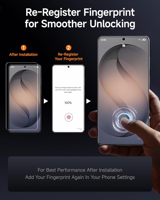 SMARTDEVIL [3 Pack for Samsung Galaxy S24 Screen Protector Finger Print Reader Compatible Fast &amp Easy Installation Clear 9H Tempered Glass Film Alignment Frame [Dust-Free &amp Bubble-Free]