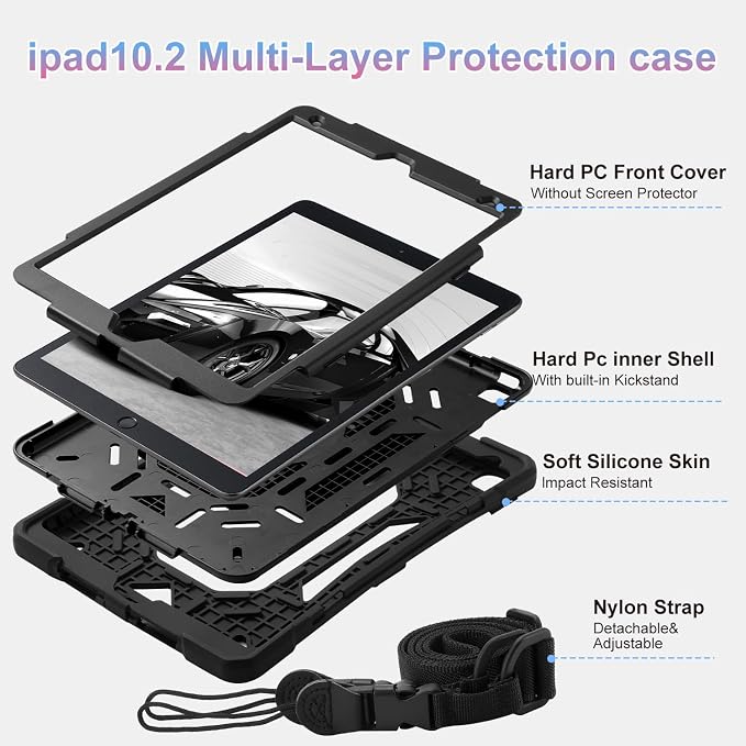 for iPad (A16) 11th Generation Case 11 Inch 2025/ iPad 10th Generation Case 10.9 Inch 2022 with 360 Rotating Grip Magic StandPencil Slot/Key Chain/Carrying Shoulder Strap Cover for iPad 10th Gen