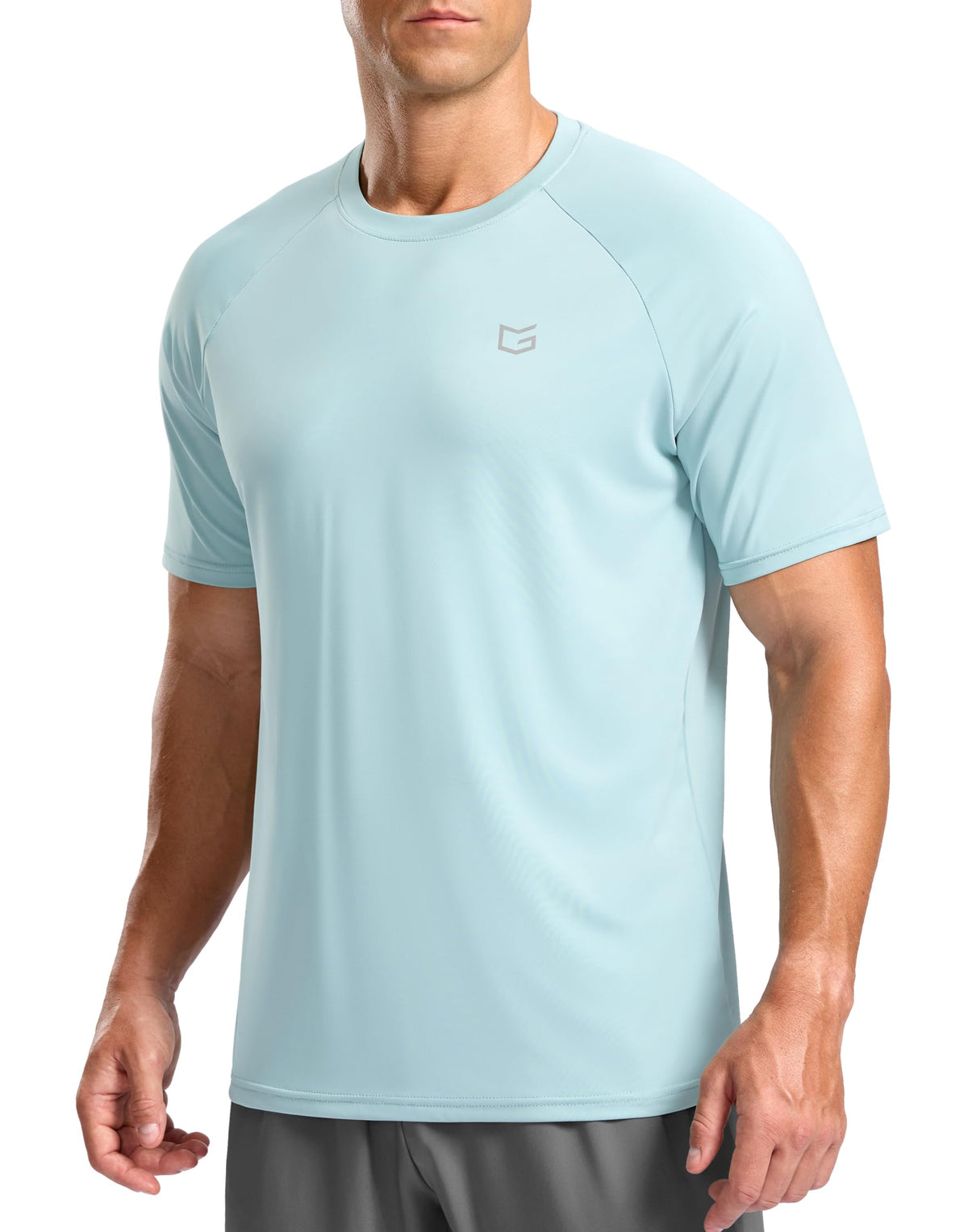 G Gradual Men's Athletic Workout T-Shirts Moisture Wicking Cooling Running Shirts Short Sleeve Performance Tee for Gym Tennis(Light Blue,3XL)