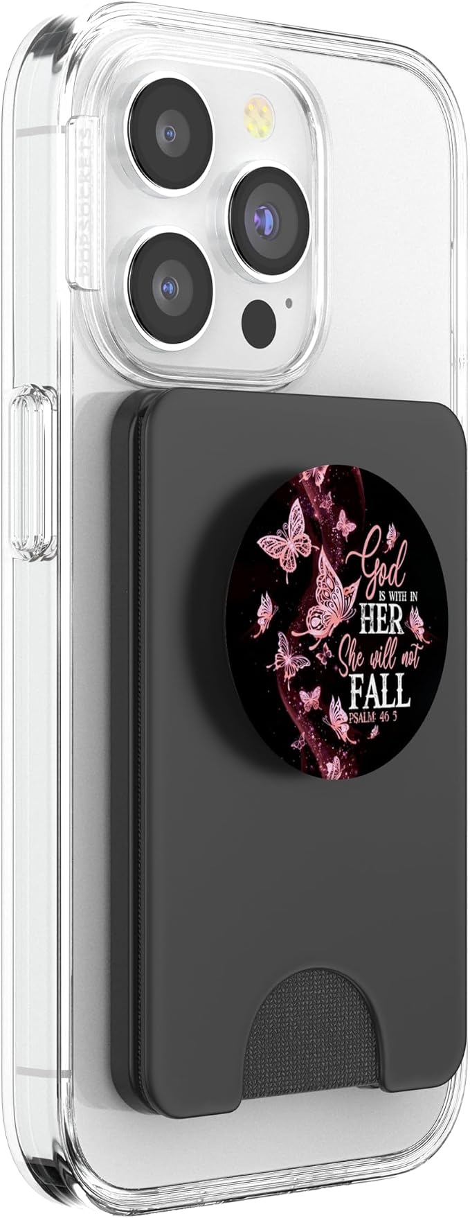 Christian God is Within Her She Will Not Fall 46:5 Butterfly PopSockets Adhesive PopGrip