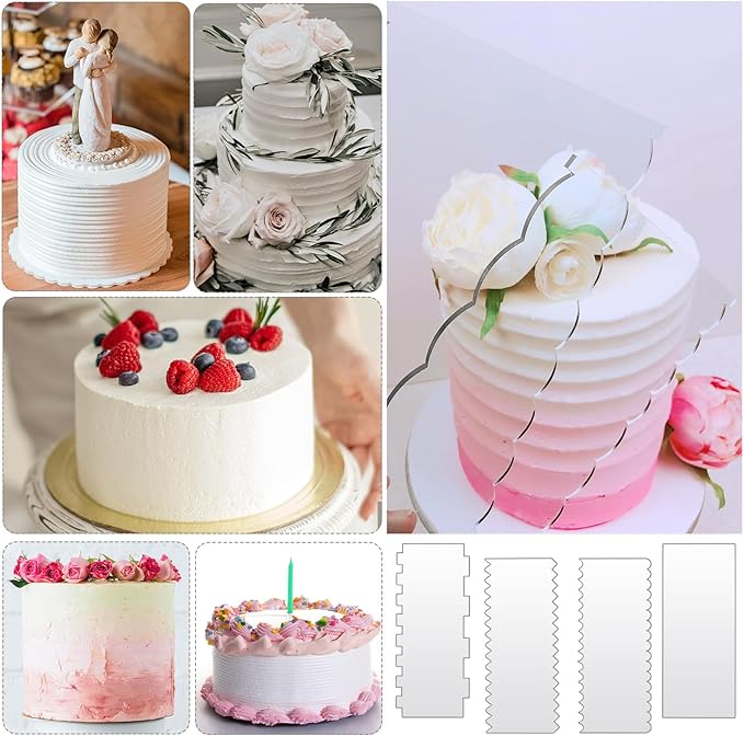 JOERSH Acrylic Cake Scrapers, 4Pcs