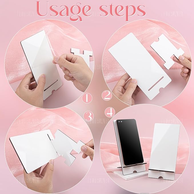 AUEAR 9 Pack Sublimation Double Side Wood Cell Phone Holder Heat Transfer Stand for Desktop