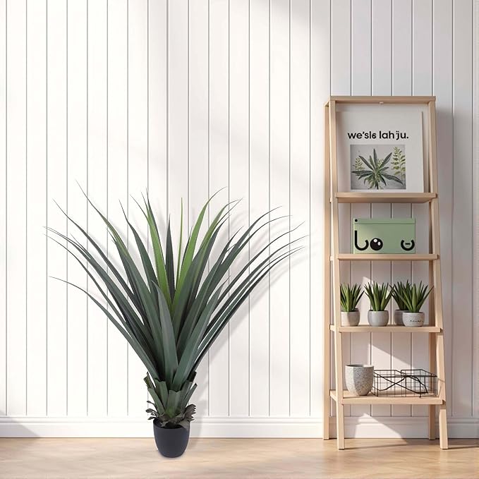 Artificial Spiked Agave Plant 40inch Faux Agave Plants for Front Porch Patio Indoor Outdoor Home Office Decor (2PACK)