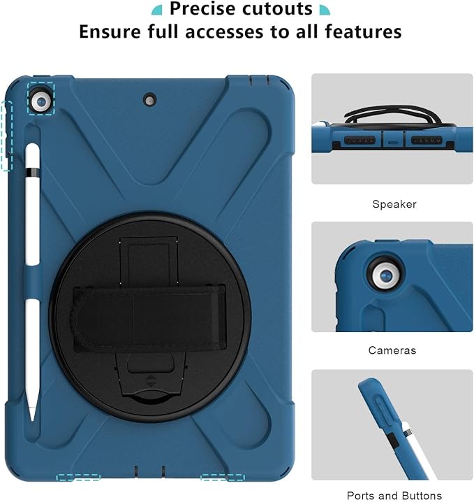 ProCase Rugged Case for iPad 9th/ 8th/ 7th -Teal | Heavy Duty Shockproof Protective Cover with Strap for 10.2 iPad 9/8/7 (2021/2020/2019)