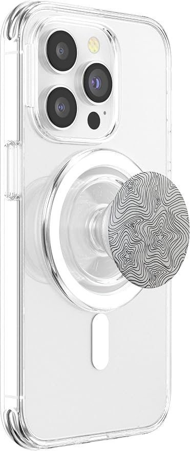 Black and White Retro Star Pattern PopSockets PopWallet for MagSafe