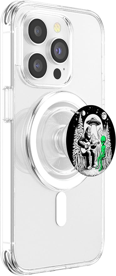 Bigfoot Plays Guitar Sasquatch Camping Big Foot UFO Alien PopSockets PopGrip for MagSafe