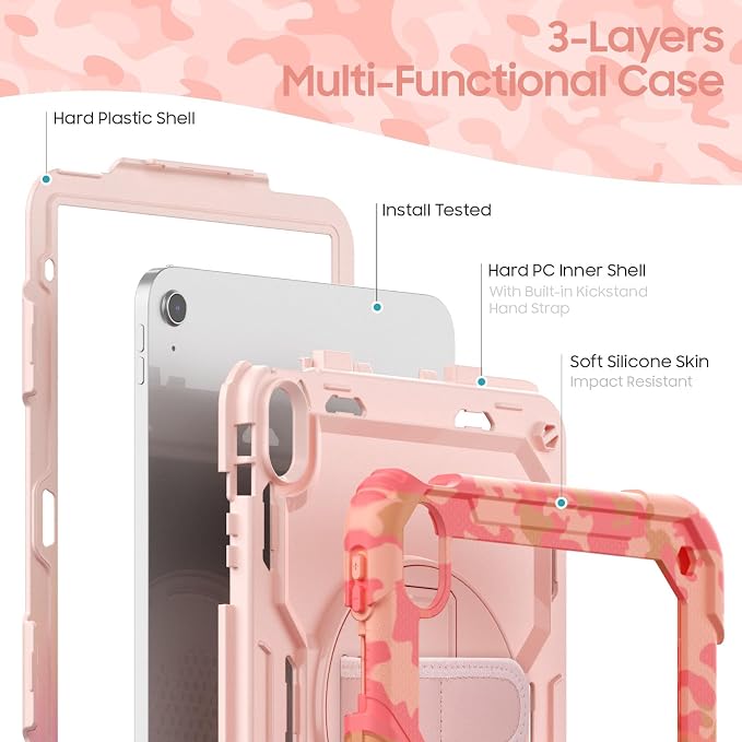 Dteck for Apple iPad 11 inch (A16 11th Gen) iPad 10.9 inch (10th Gen) Slim Clear Case with Kickstand Pencil Holder Reinforced Shockproof Corners Soft TPU Lightweight Protective Cover Transparent