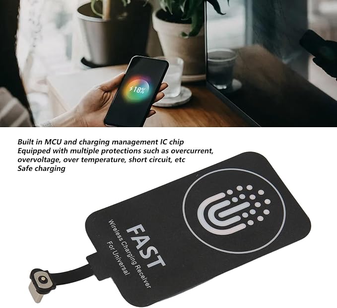 Type C Charging Receiver for Universal Type C Device Compatibility an Ultra Thin Type C Adapter with 2000mA Magnetic Quick Charge Capability