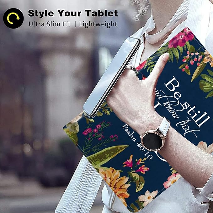 for Samsung Galaxy Tab A8 10.5 2022 Case and Coaster Set Adjustable Stand with Auto Sleep/Wake Shockproof Cover for Samsung Galaxy A8 10.5 Tablet SM-X200/X205/X207 Bible Verse Quotes Psalm 46:10