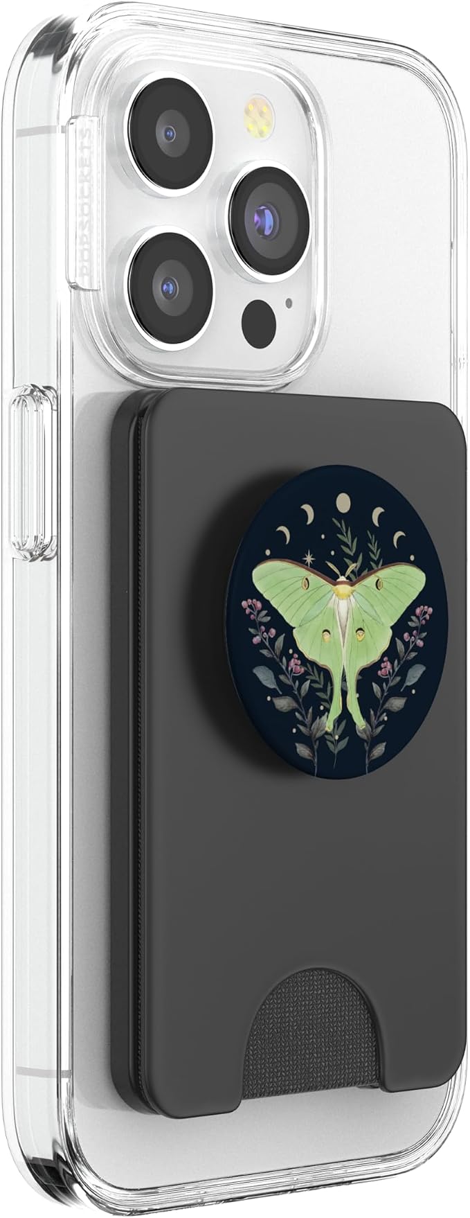 Celestial Moon Moth Butterfly Floral Pattern PopSockets Adhesive PopGrip