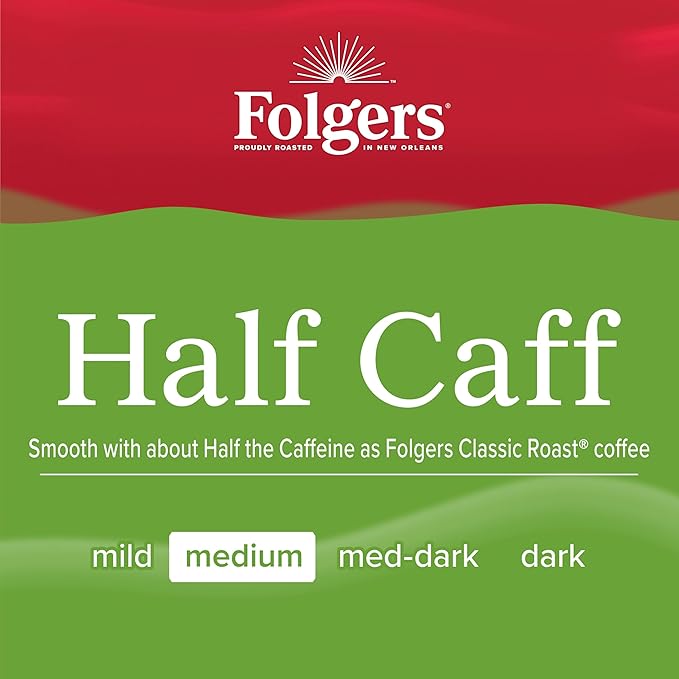 Folgers Half Caff Coffee, Medium Roast, Keurig K-Cup Pods, 60 Count