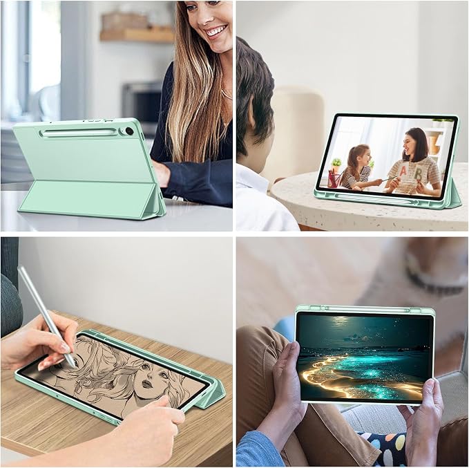 Fintie Slim TPU Case for Samsung Galaxy Tab S10 Lite/S10 FE/S9 FE 5G 10.9 | Tri-Fold Viewing Stand Full Protection S Pen Holder Auto Sleep Wake Black