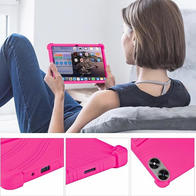 ATOOZ for SHARECLOUD P10_T Tablet Case 10.1 inch 2025Black | Soft Silicone Kids Case for Frameflow P10_A Tablet with PC Stand