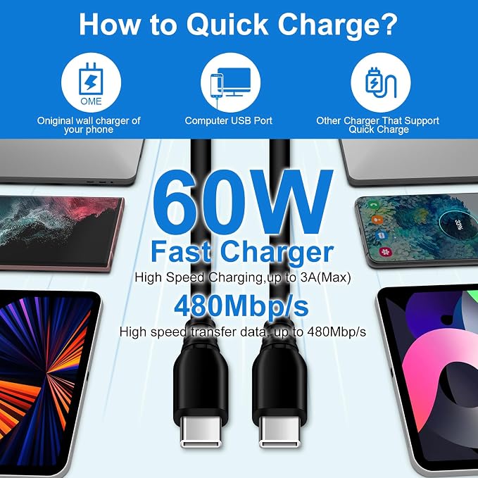 65W USB C Charger Fast Charging for Samsung Galaxy S26 Ultra S26+ S26 S25 Ultra S25 FE A37 A57 A17 A16 A36 S24 S23 A26 A56 Samsung Super Fast Charger 6FT USB C to C Cable Android Phone Charger Cord