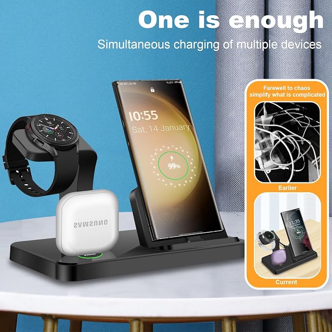 3 in 1 Charging Station for Multiple Devices Wireless Charger Power Up Your Life with Speed &amp StyleBlack