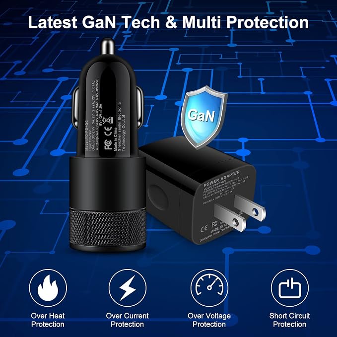 Samsung Android Phone Charger Fast Charging for Galaxy A17 A16 S25 Ultra S24 A15 A13 A14 5G A53 S22 FE S21 A25 A23 20W Power Wall Charger Plug38W USB C Cigarette Lighter Adapter3+6FT Type C Cable