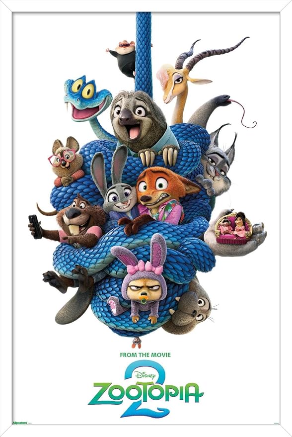 Disney Zootopia 2 (2025) - Group One Sheet Wall Poster, 22.4L" x 14.7W", White Framed Version