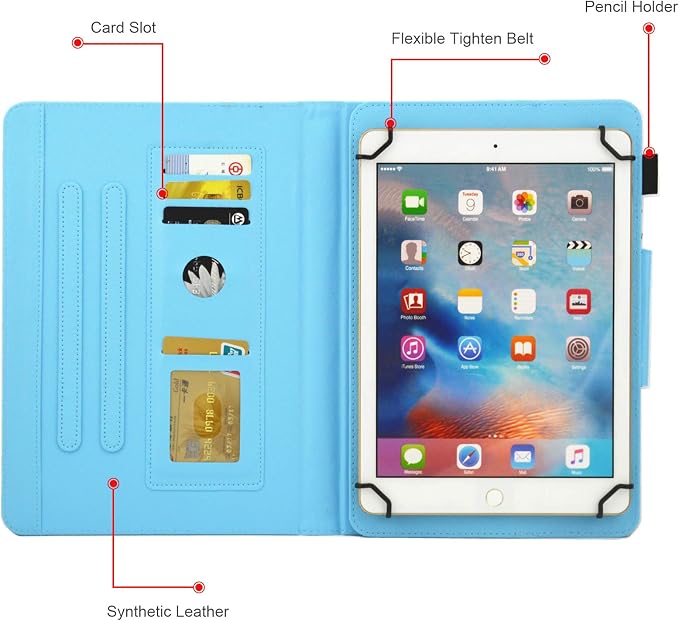 Dteck Universal Case (7.9 to 8.4) - Fold Stand Protective Flip Case for Apple iPad mini/Samsung Galaxy Tab 8.0 8.4 /Lenovo Tab 8 /onn. 100003561 8 Tablet Pro/Android Tablet 8 Inch (Blue Pink)