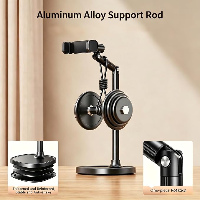 Adjustable Cell Phone Stand360° Rotating Lifting Mobile Phone Holder | for DeskVideo Recording HomeOffice Compatible with All iPhone for Galaxy
