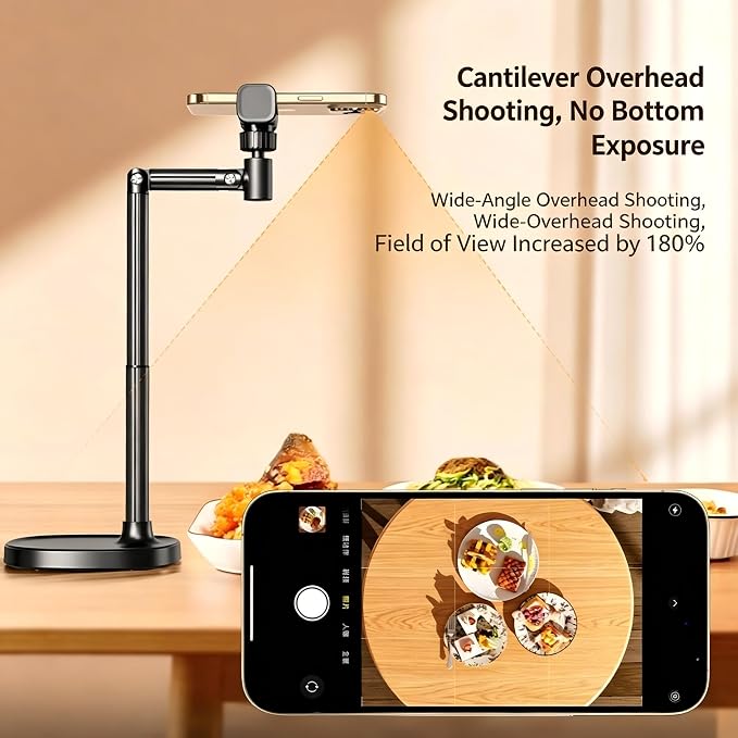 Adjustable Cell Phone Stand360° Rotating Lifting Mobile Phone Holder | for DeskVideo Recording HomeOffice Compatible with All iPhone for Galaxy