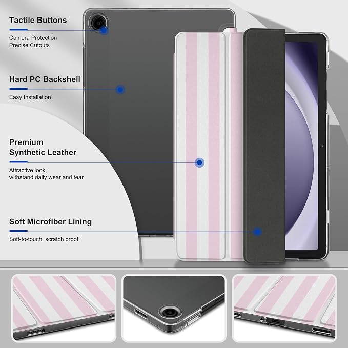 Case for Samsung Galaxy Tab A11 Plus A11+ 11 inch (2025/2026) &amp Tab A9 Plus A9+ 11 inch (2024/2023) Slim Smart Stand Cover with Translucent Hard Back Auto Wake/Sleep - Bear with Bows