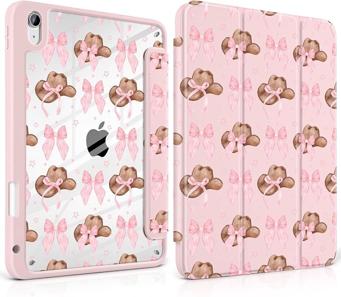 Case for iPad (A16) 11th Generation 11 inch 2025 /iPad 10th Gen 10.9 2022 - Aesthetic Cute Preppy Design Trifold Cover with Soft TPU Bumper Clear Back Auto Sleep/Wake Waves