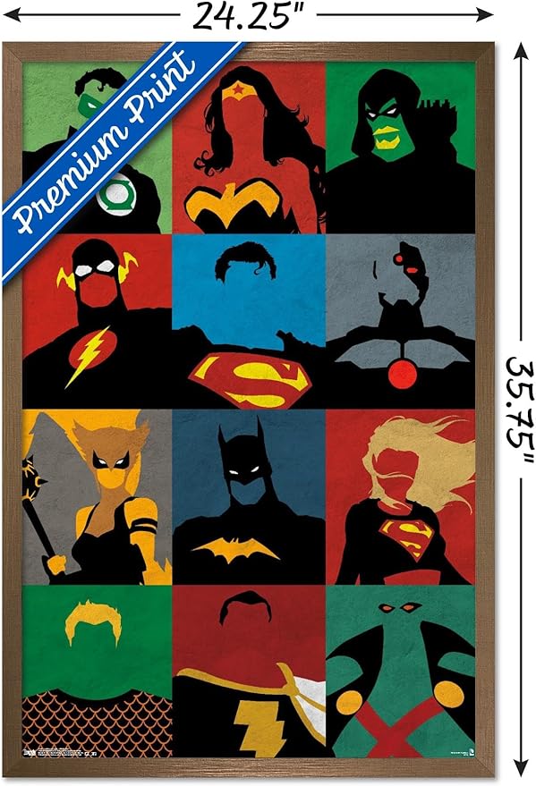 Trends International DC Comics - Justice League - Minimalist Wall Poster, 22.375" x 34", Bronze Framed Version