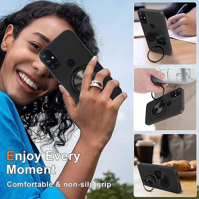 Case and Screen Protector for BLU K2 Rotating Ring [Magnetic Car Mount] TPU Protection Cover Phone Case and Screen Protector (Black)