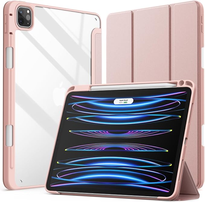 JETech Case Cover for iPad Pro 11 4/3/2/1 Black | For 2022/2021/2020/2018 Model Clear Back Pencil Holder Slim Shockproof Tri-Fold Stand Auto Wake/Sleep