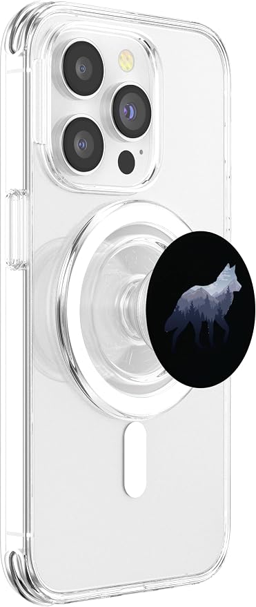 Lone Wolf Survives The Mountain Silhouette Art PopSockets Adhesive PopGrip