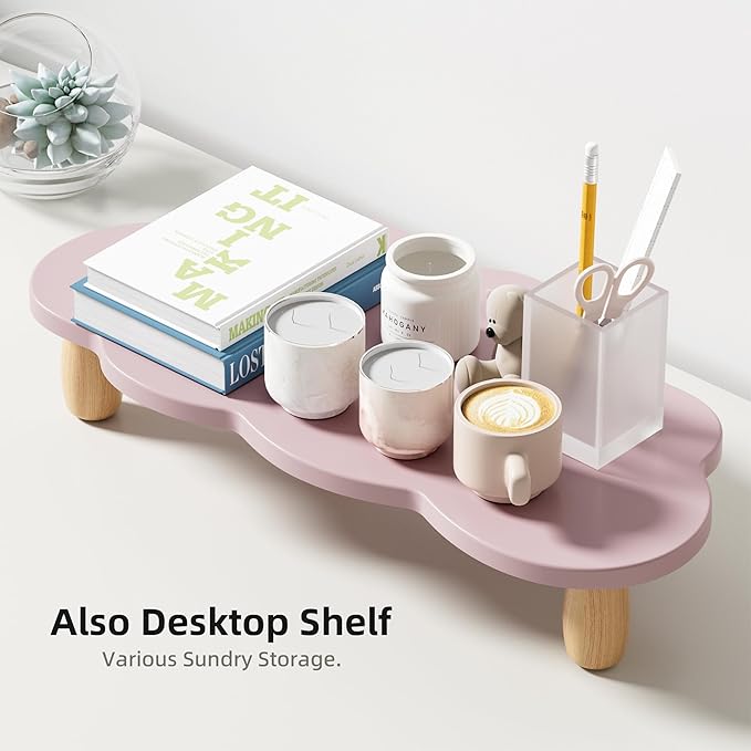 Monitor Stand Riser,Cloud Shape Wood Computer Monitor Stand, Monitor Stand Riser, Multi-Purpose Desktop Organizer Riser for Computer,Laptop,Printer,TV,Purple, Black