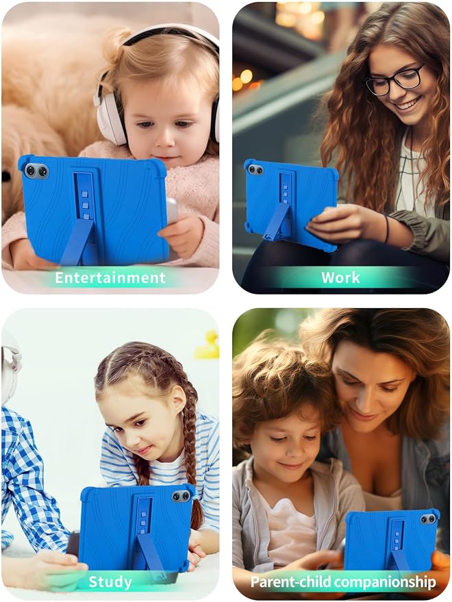 Case for Odea A12 Android 15 Tablets 12 Inch Tablet 2025- Soft Silicone Shock Proof Lightweight Stand Rubber Shell Protective CoverKids Friendly Soft Silicone Adjustable Stand CoverBlack
