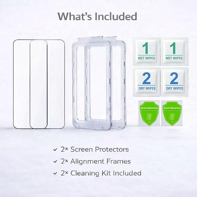 2 Pack Screen Protector for iPhone 17 with Alignment Frame 9H Tempered Glass Ultra Clear Bubble-Free Installation Case-Friendly Easy Install.
