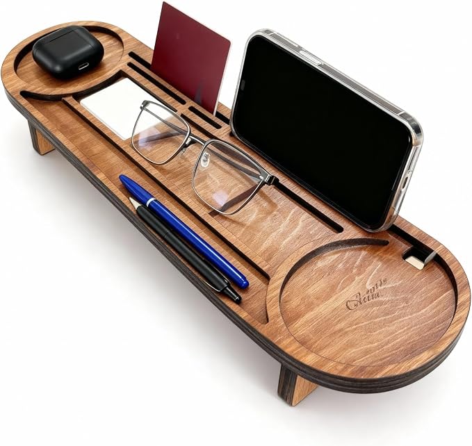 Ships Next Day Personalized Wood Desk Organizer Custom Phone &amp Tablet Stand Engraved Wood Office Accessory Custom Docking Station Custom Organizer Gift