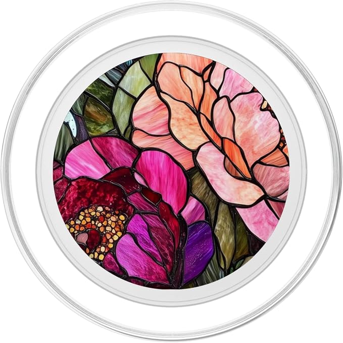Vibrant Peonies in Bold Pink and Red Artwork PopSockets PopWallet for MagSafe