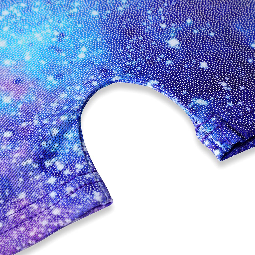 HOZIY Toddler Gymnastics Leotard 1t 2t 12-18 18-24 Months Blue Galaxy Purple Hot Pink Starry Sky Stars Navy Tumbling Biketard Bike Shorts Tumbling Outfits Sparkly
