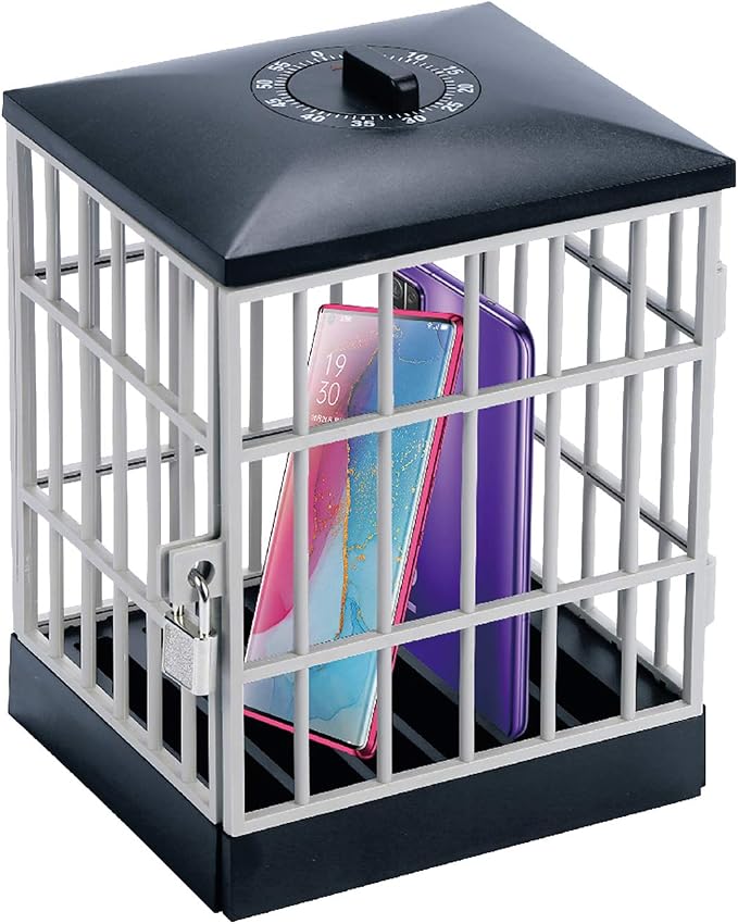 Mobile Phone Jail Mobile Phone Cage - Smartphone Stand Holder with Secure Storage for Home Office Classroom Cool Party Gadget Fun Novelty