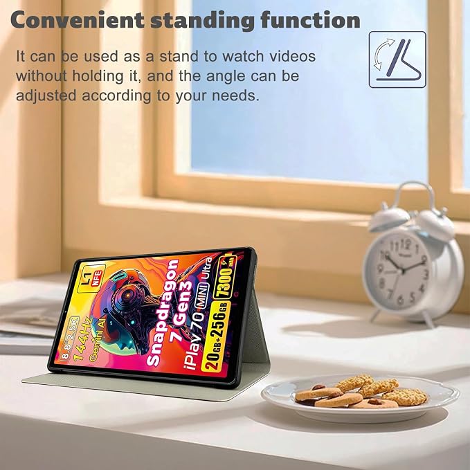 Case Cover for ALLDOCUBE iPlay 70 Mini UltraKONXISA Tablet Case with Premium PU+TPU Material Anti-Scratch and Full Protection Tablet Sleeve Protective Cover with Folding Adjustment Black