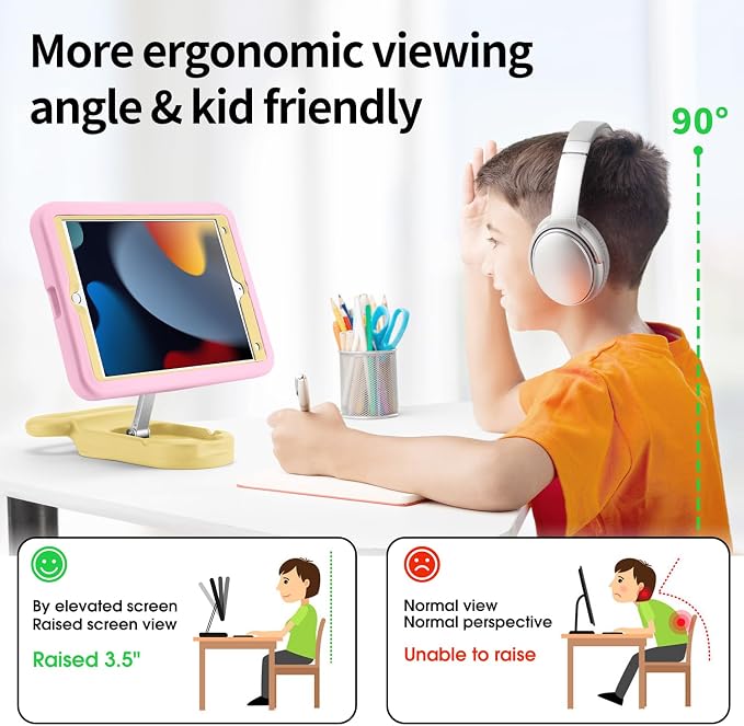 Kids Case for iPad 7th/8th/9th Gen 10.2 inchAdjustable Handle Stand(Black) | Adjustable Portrait/Landscape Stand/Drop Proof with Handle/KickstandChild Friendly Protective for iPad 10.2 2021/2020/201