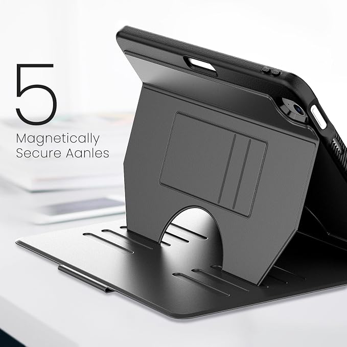 Magnetic Case for iPad Air 11 Inch M3 2025 &amp M2 2024 Business Black | Slim Fit Drop Scratch Resistant Pen Holder Card Slot  Stand