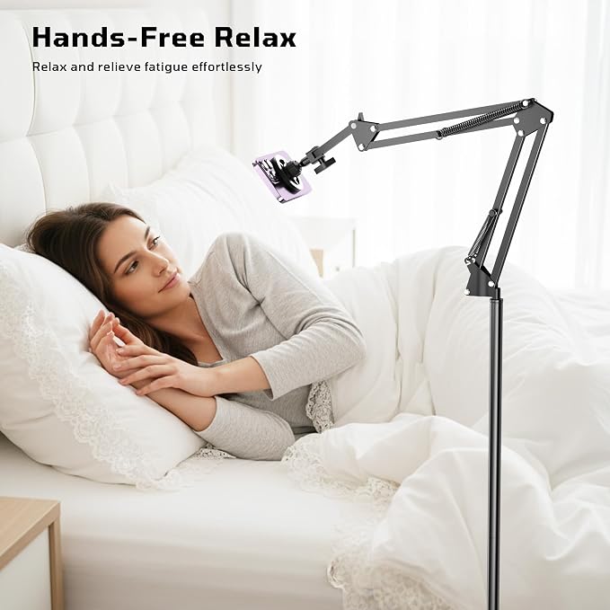 Kefotic Floor Magnetic Phone Holder for Bed Laying Down Adjustable Bedside Phone Stand for iPhone Magsafe Headboard Cell Phone Mount for Reading