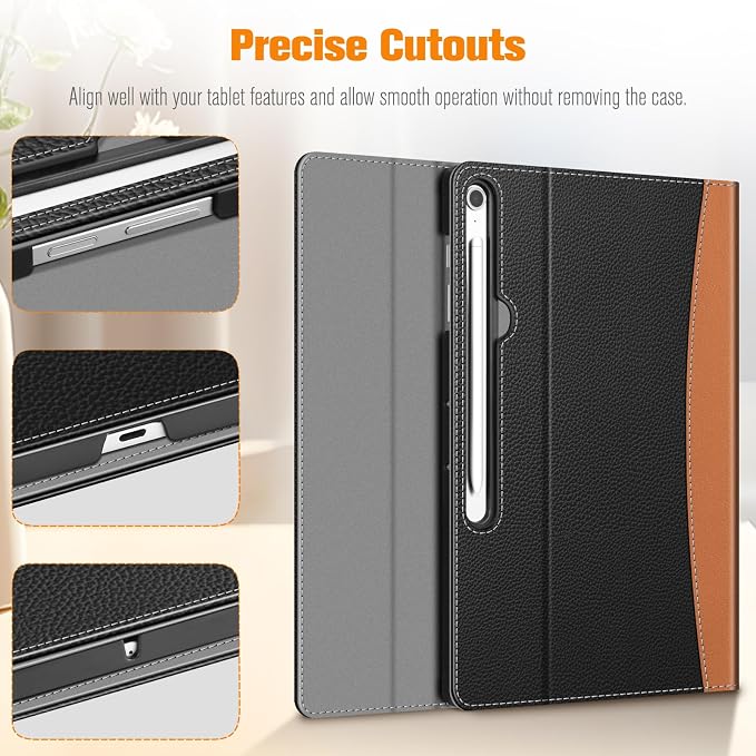 Fintie Portfolio Case for Samsung Galaxy Tab S10 FE Plus 13.1'' 2025 Black | Model (SM-X620/X626) Multiple Angles Business Cover with Pocket Built-in S Pen Holder