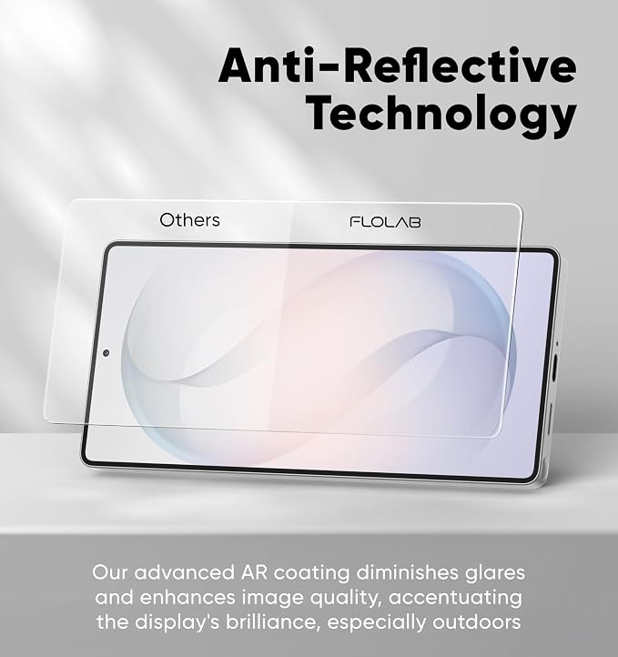 FLOLAB NanoArmour ONETIME PRO for Samsung Galaxy S26 Screen Protector Anti Reflective Tempered Glass Edge to Edge Fingerprint ID Compatible Dust Free Easy to Install